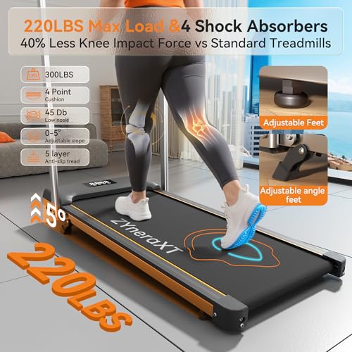 Foldable Walking Pad Treadmill, 2.0HP Motor, LED Display, 220 Lbs Capacity, Ultra-Slim 2-in-1 Design with Remote Control, 0-8% Incline, Quiet Under Desk for Home Office (W3-110-US)