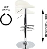 KKTONER PU Leather Round Bar Stool with Back Rest White Adjustable Swivel view 4