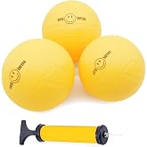 Aolowewin Spike Replacement Balls 3-Pack and Pump, Deep Grooves Soft Rubber | Lawn Beach and Water Pool Recreation Ball, Volleyball and Tennis Training Ball, Works for All Roundnet Game Sets