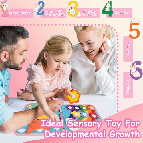 AYSOW Busy Board Montessori Age 1 Year - Busy Montessori Rabbit Book, Portable Sensory Educational Toy, Develops Fine Motor Skills, Travel Toys for Toddlers, Gift Idea for Baby Boy Girl