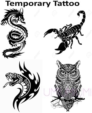 Kajeree Temporary Tattoo designs Scorpio, snake, Dragon, Owl with Make your design Temporary Tattoo cones 5XNeha