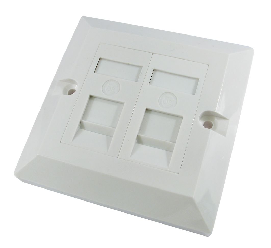 World of Data CAT5e Single Socket Double Port Faceplate - Socket - RJ45 - Ethernet - Network - Face Plate Module