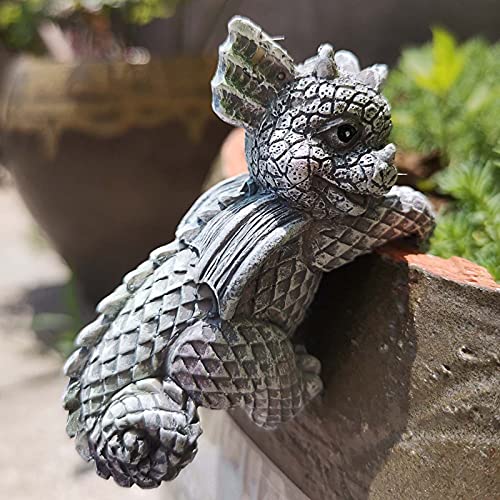 Canghai Drachen Figuren 4Pcs Baby Drachen Statuen Harz Gartendeko Figuren für Außen, Gargoyle Garten Deko Drachen Garten Statuen Deko – Bild 3