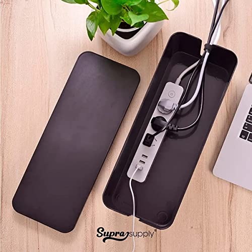Caixa Para Organizar e Esconder Fios Cabos Hack Tomadas Filtro de Linha Com Trava de Proteção para Pets Supra Supply (Preto, 32cm)