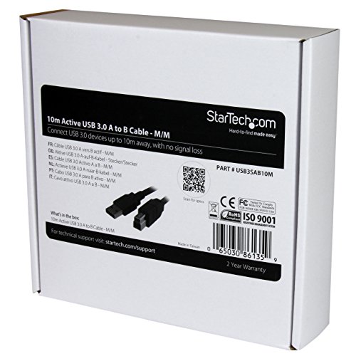 StarTech.com 10m 30 ft Active USB 3.0 USB-A to USB-B Cable - M/M - USB A to B Cable - USB 3.1 Gen 1 (5 Gbps)