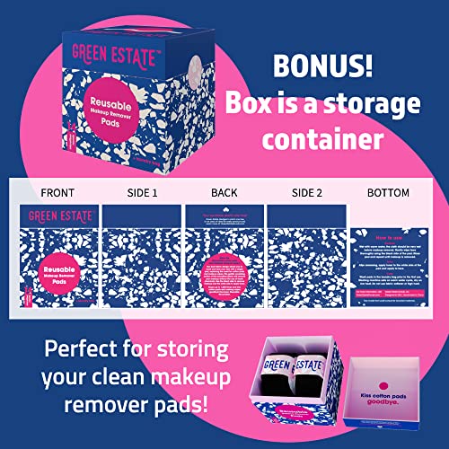 Green Estate Reusable Cotton Rounds Dual Sided Makeup Remover Face Pads Thick Washable Wipes