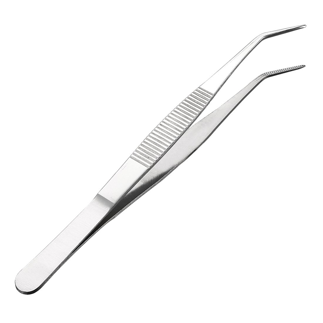 Sourcingmap 6.9-Inch Stainless Steel Tweezers with Curved Pointed Serrated Tip Daily Garden Tool