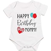 G-Amber Happy Birthday Daddy Mommy Baby Boys Girls Romper Bodysuit Infant Funny Letter Jumpsuit Outfit 0-24Months
