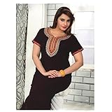 Women's Boho Caftan Purple Neck Embroidery Cotton Muumuu House Dress M… …