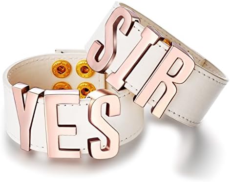 Eccosa "YES SIR" Cosplay Leather Bracelet (White&amp;Rose Gold)