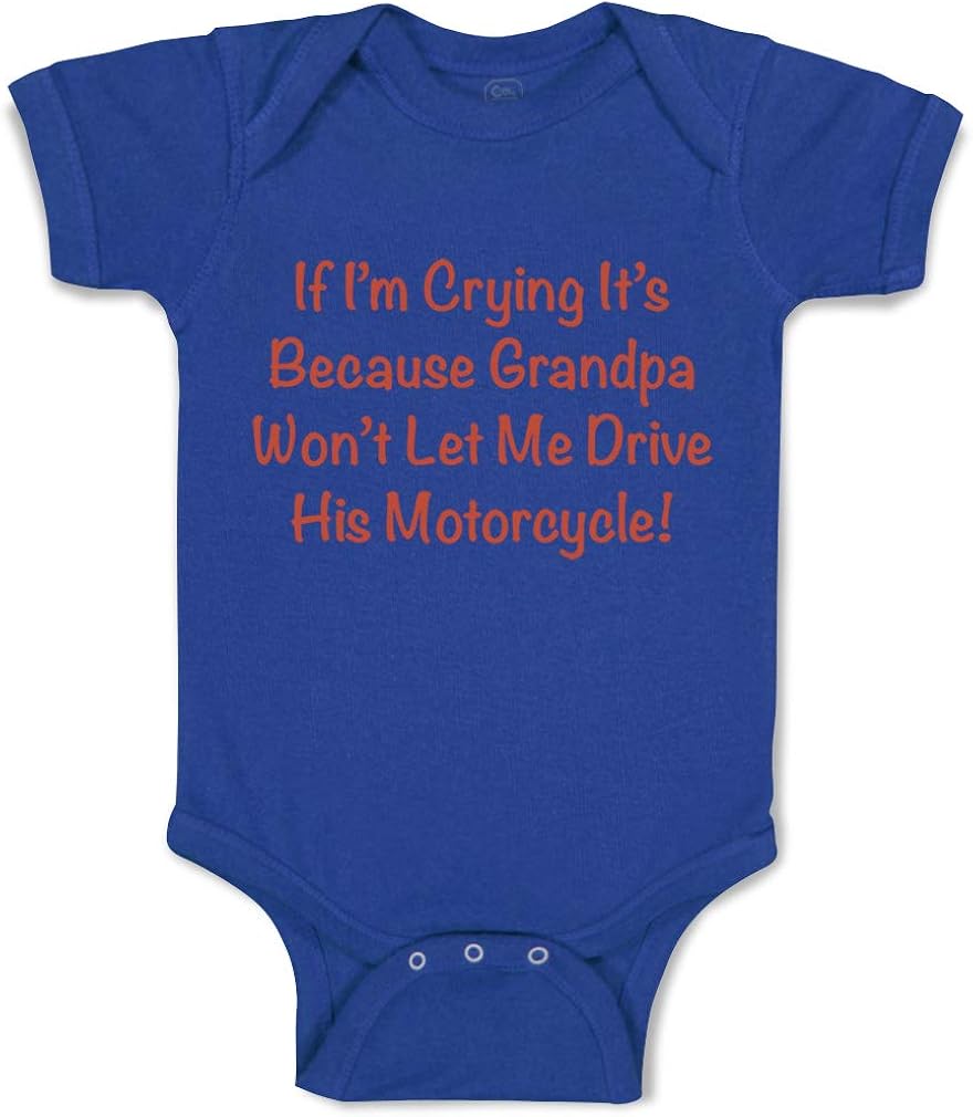 Custom Baby Bodysuit Grandpa Won't Let Me Drive Motorcycle Grandfather Cotton