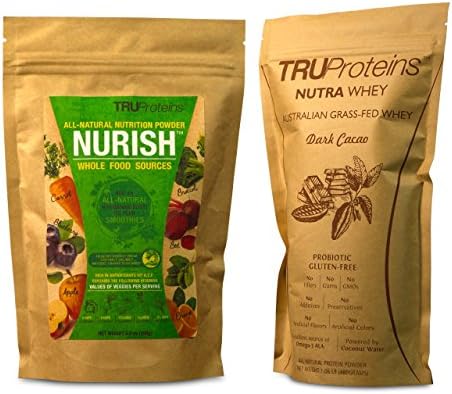 TRUProteins Meal Replacement Bundle. Consists of 2 Items, Dark Cacao NutraWhey Protein Powder(15 Serving) &amp; Nurish Nutritional Boost for smoothies(12 Servings)