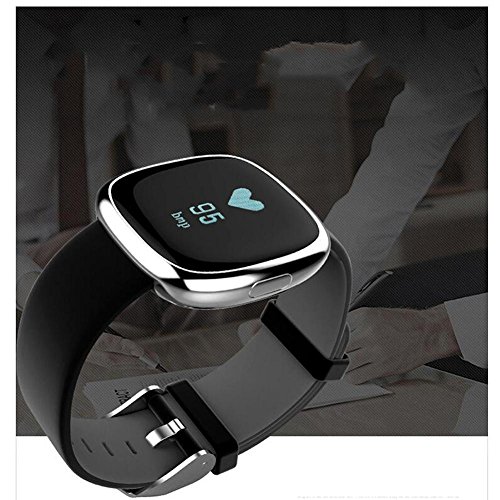 L@YC Fashion Smart Bracelet Bluetooth Heart Rate Blood Pressure Movement Step Treadmill Bracelet, Silver Black