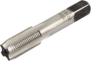 uxcell G1/8-28 BSP 55 Degree 4 Flutes High Speed Steel HSS Pipe Thread Tap 10x53mm