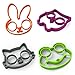 Akak Store 4 Piece Set Reusable Non Stick Silicone Fried Egg Molds Pancake Rings - Funny Style with Bunny, Owl, Frog and Cat - Bakeware Accessories Kitchen Tools