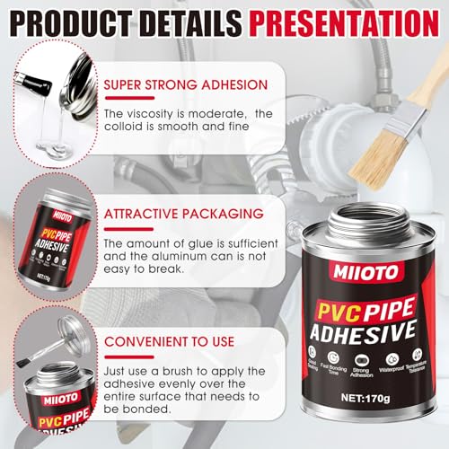 Miioto PVC Glue, Inflatable Mattress Patch, Pool Glue, Suitable for Inflatable Boats, Truck Tarpaulins, Pond Liner Glue, 170 g | Adecuado para Botes Inflables, Lonas para Camiones, pegament para Revestimiento de Estanques, 170g