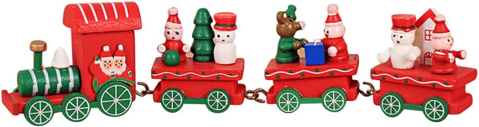 Amazon Kesyoo クリスマス木製おもちゃの列車の装飾品は 子供のためのミニ列車のおもちゃの建物の建設のおもちゃのギフトを設定します幼稚園の装飾 赤 おもちゃ おもちゃ