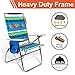 High Seat Beach Folding Chair Lightweight Alumium Frame Recline with Cup Holder and Storage Pouch for Outdoor Camping Hiking