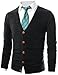 Ohoo Mens Slim Fit Ribbed V-Neck Button Down Shawl Collar Knit Cardigan