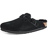 Birkenstock Boston Shearling Suede Leather in Black