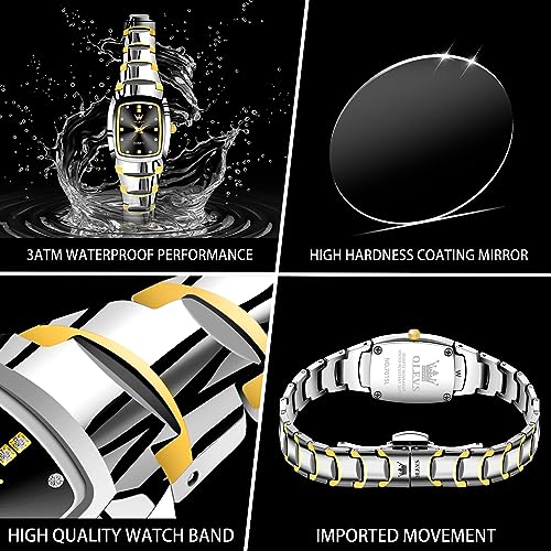 OLEVS Watches for Women Small Square Face Ladies Watches Waterproof Tungsten Steel Dainty Dress Rectangle Female Womens Wrist Watches for Small Wrists Gold/Silver/Black/Rose Gold