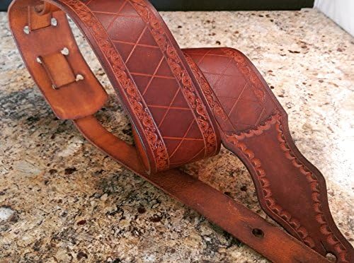 Leather Guitar Strap - Adjustable, hand tooled Country Western - Texas - Western - Custom Handmade