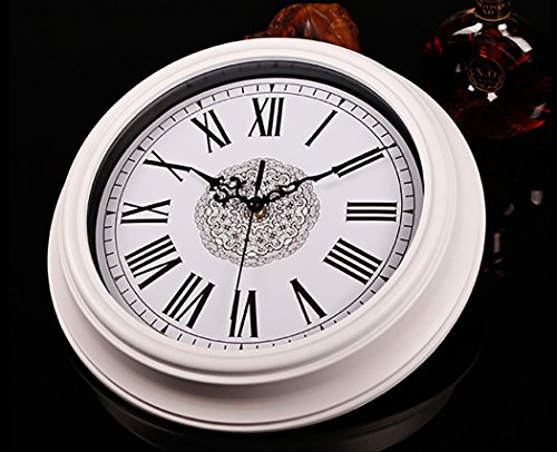 Bien-Zs Silent Non-ticking Round Wall Clocks 12 Inch Decorative Battery Operated Roman Numeral Wall Clock for Home Kitchen Living Room White - Thumbnail 5