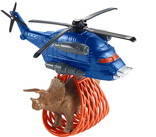 Matchbox Jurassic World Helicopter mit Fangnetz mit Triceratops Saurier Figur – Bild 6