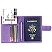 GDTK Leather Passport Holder Cover Case RFID Blocking Travel Wallet (Purple)