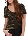ASMAX HaoDuoYi Womens Camo Camouflage Jersey Longer V Neck Top Tee T Shirt(Small,Camo)