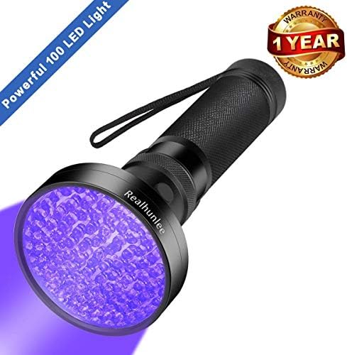 UV Black Light Flashlight, Super Bright 100 LED #1 Best Pet Dog Cat Urine Detector light Flashlight for Pet Pee Urine Stains, UV Blacklight Flashlight for Bed Bug Scorpions, Home Hotel (Black)