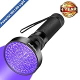 UV Black Light Flashlight, Super Bright 100 LED #1 Best Pet Dog Cat Urine Detector light Flashlight for Pet Pee Urine Stains, UV Blacklight Flashlight for Bed Bug Scorpions, Home Hotel (Black)