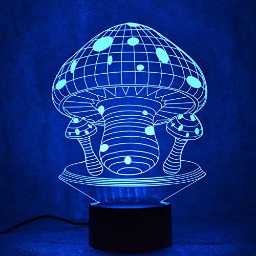Wangzj 3D Visual Illusion Lamp/Christmas Gift/7 Colors Led Nightlight/Christmas Decor/USB Powered/Mushroom [Energy Class A++]