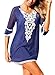 FZ FANTASTIC ZONE Women's Crochet Chiffon Tassel Pom Pom Trim Swimsuit Bikini Swimwear Beach Bathing Suit Cover up Navy Blue