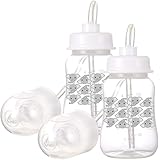 Hands Free Baby Bottle - Anti-Colic Self Feeding Baby Bottle System 4 oz (2 Pack - Elephant)