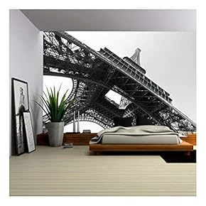 Eiffel Tower, Paris, France. Black and White Image/ - Removable Wall Mural | Self-Adhesive Large Wallpaper - 66x96 inches