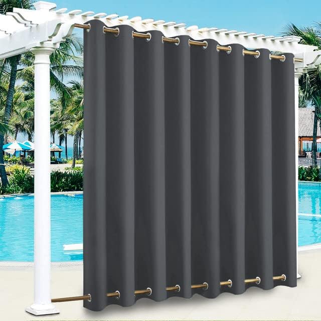 Outdoor Curtains - cjc Outdoor Curtains for Garden Patio Gazebo Pergola,Waterproof,Windproof,Blackout Thermal Insulated Double Grommet(Top and Bottom) Outdoor Curtains for Garden Patio Door,Dark Grey,1 Panel W100*L84