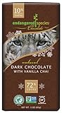 Endangered Species Snow Leopard, Natural Dark Chocolate (72%) with Vanilla Chai, 3.0 Ounce (Pack of 12)