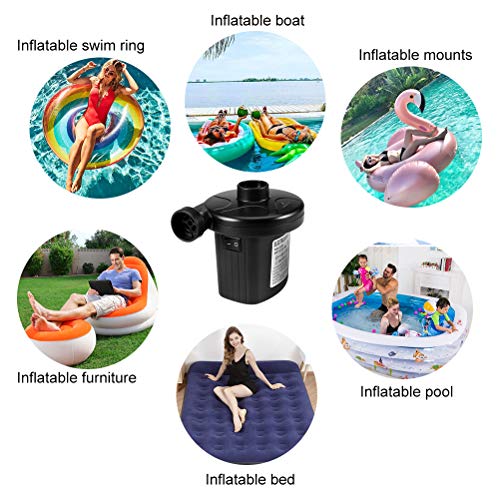 Electric Air Pump Two Way Electric Pump with 3 Nozzle Adapters Universal Valves Inflates and Deflates for Pools, Boats, Garden Home Holiday Camping Airbed and Toys Car Use and Home Use