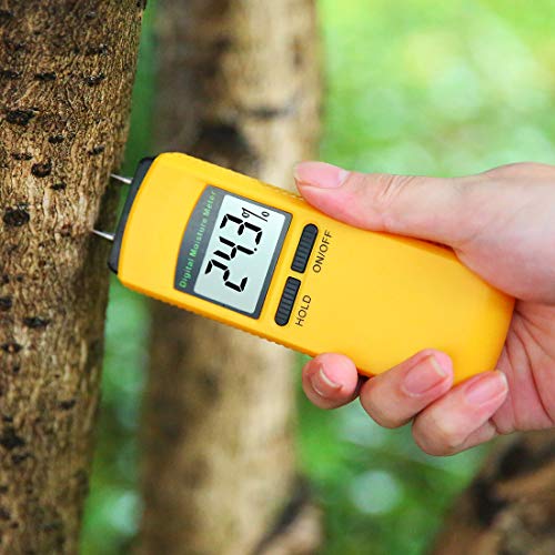 Wood Moisture Meter, Terme Digital Portable Wood Water Moisture Tester, 4 Sensor Pins and one 9V Battery(Both Included) Range 5% - 40%, Accuracy: +/-1%