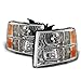 Xtune 2007-2013 Silverado, 2014 2500/3500 HD Chrome Headlights with LED Strip 2008 2009 2010 2011 2012