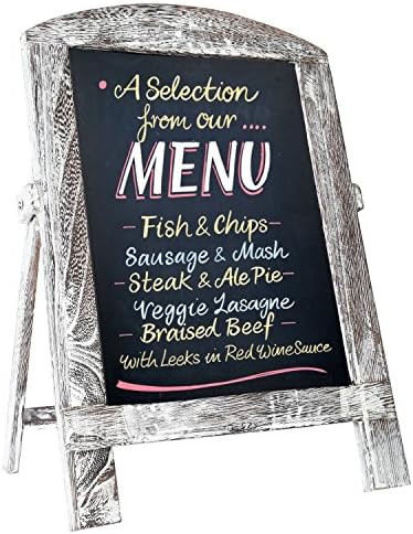 Standing Vintage Small Framed Tabletop Kitchen Chalkboard,Mini Kitchen Easel-Style Dry Erase Chalk Board Sign for Rustic Wedding Decor (White, 14x9)
