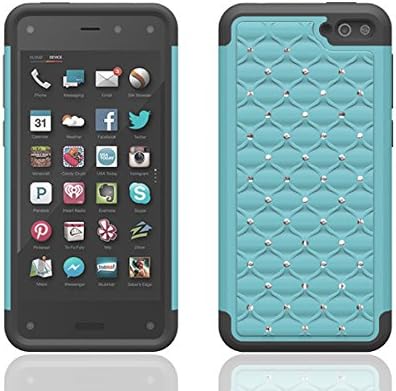 RawX Luxurious Sparkly Studded Bling Diamond Hybrid Case Cover For Amazon Fire - Blue