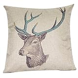 Decorbox Cotton Linen Decorative Throw Pillow Case Cushion Cover (Deer) 20 