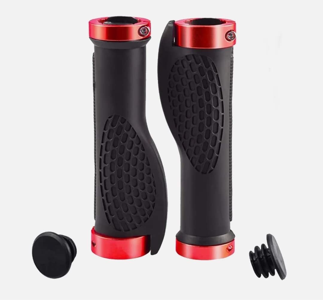 Gemx 22mm Bike Grips with Double Lock Aluminum Clamps (1 Pair) ‒ Universal Anti-Slip Handlebar Grips with Ergonomic Design & Soft Rubber ‒ Mountain Bike Grips Ideal For BMX, MTB & Scooter