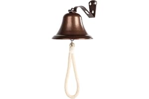 WMM Hanging Bell Dinner Bell Outdoor Bell Bracket Mount Wall Bell Indoor Rope Bell Ship/Boat/Nautical/Door/School/Reception/Home/Church Bell(Copper)