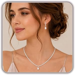 STONEFANS Gold/Silver Jewelry Sets for Women - Dainty Silver Rhinestone Necklace Earring Set Crystal Wedding Jewelry Sets for