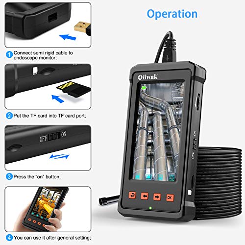 50FT Industrial Endoscope, Oiiwak Inspection Camera for Industrial Pipe Sewer Drain Plumbing Borescope 1080P HD 4.3inch LCD Screen Waterproof IP68 Snake Camera with 6 LED Lights(15m) - Thumbnail 6