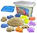 CoolSand Deluxe Bucket - Beach Edition - Set Includes: 2 Pound Moldable Indoor Play Sand, Shaping Molds, Inflatable Sandbox & Storage Bucket