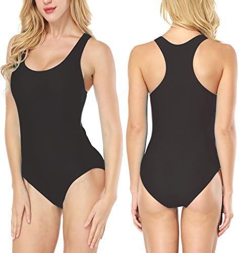 TADAAO Women's Racerback One Piece Swimsuits Swimwear Bathing Suits Black L